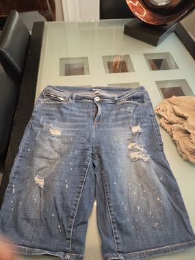 INC International Concepts Distressed Blue Denim Bermuda Shorts